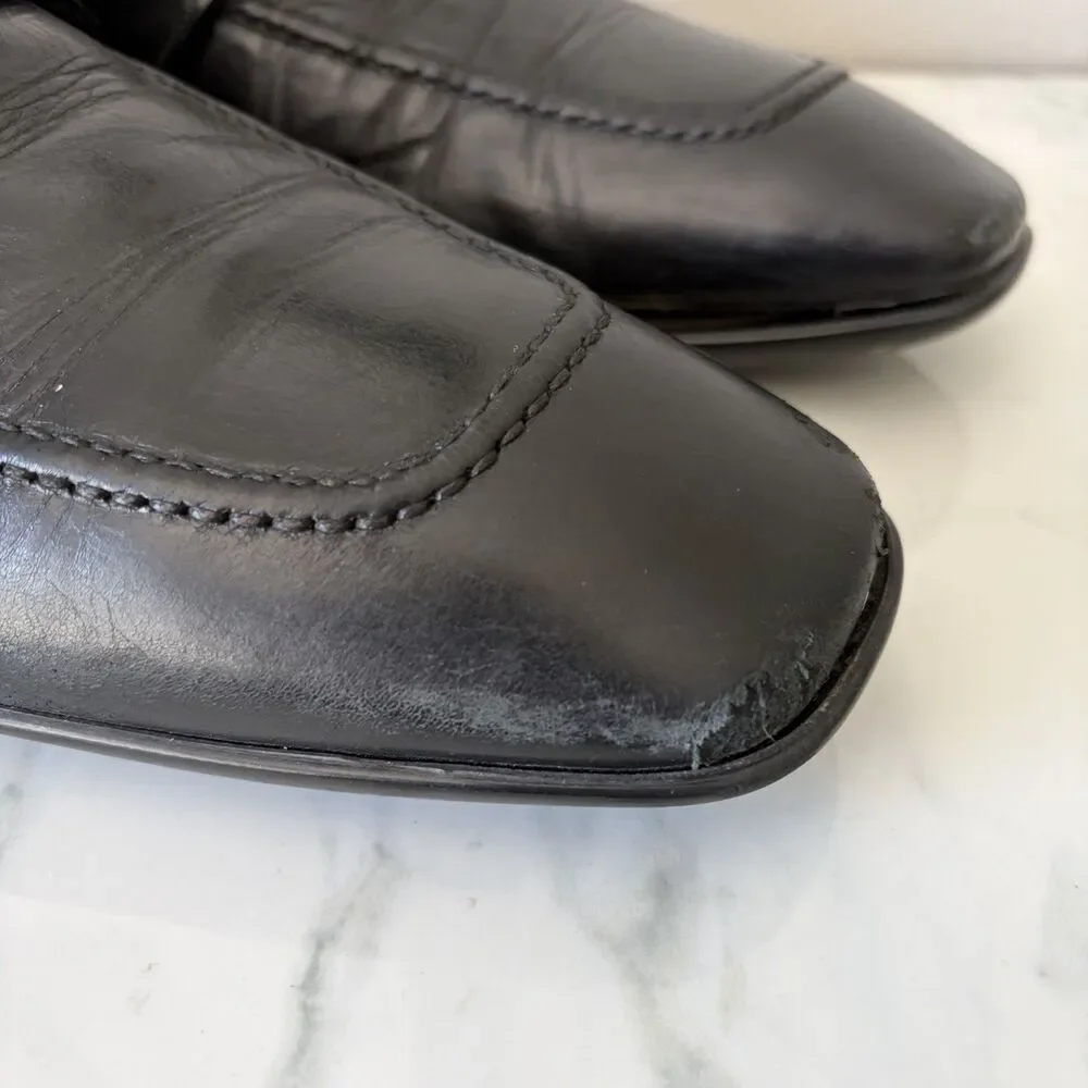 Gucci Interlocking GG Leather Slip On Loafers Size 10.5 Black